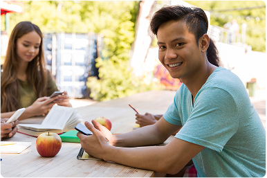 Young man and woman studying